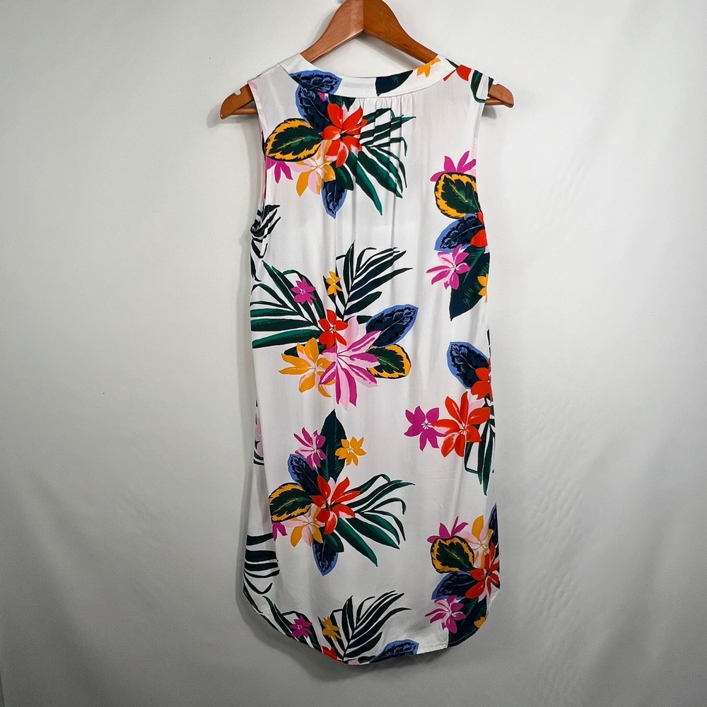 Old Navy Womens White Tropical Floral V-Neck Sleeveless Shift Dress S 220774-00 - Picture 2 of 7
